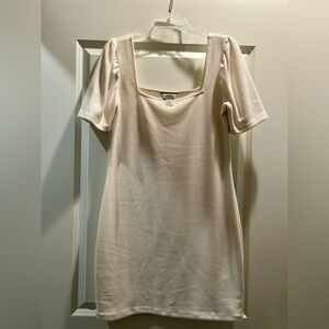Club Monaco Cream Short Sleeve Fitted Mini Dress